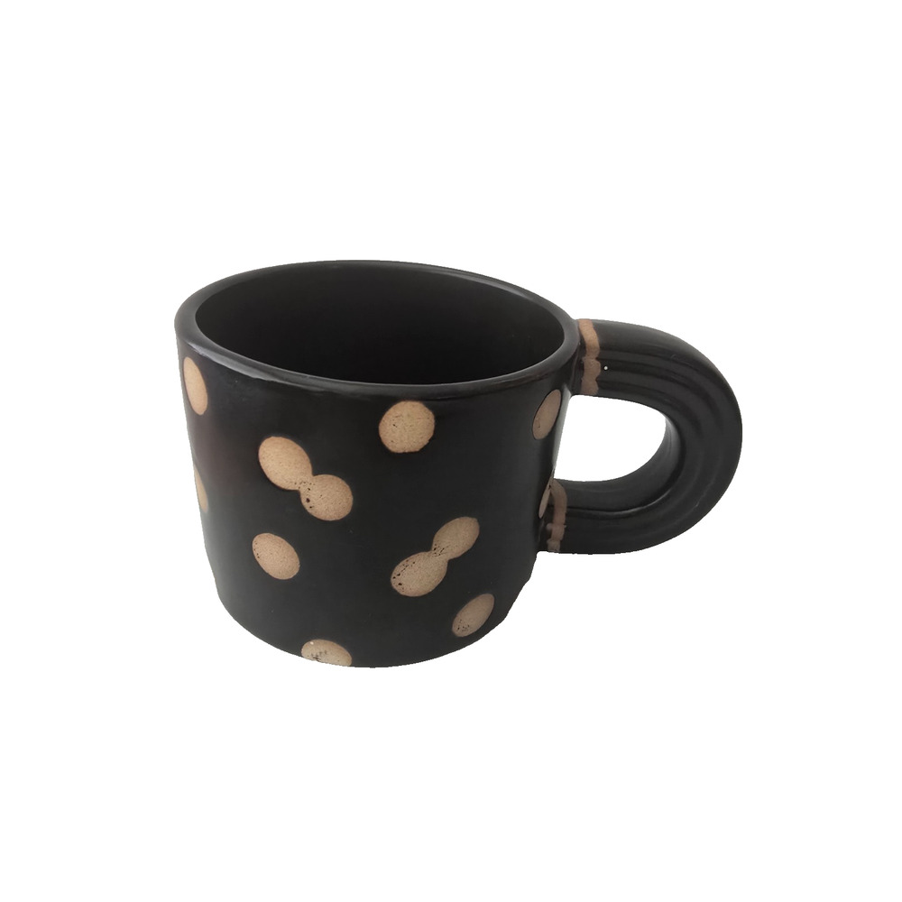 West Elm Black Tan Dot Coffee Cup